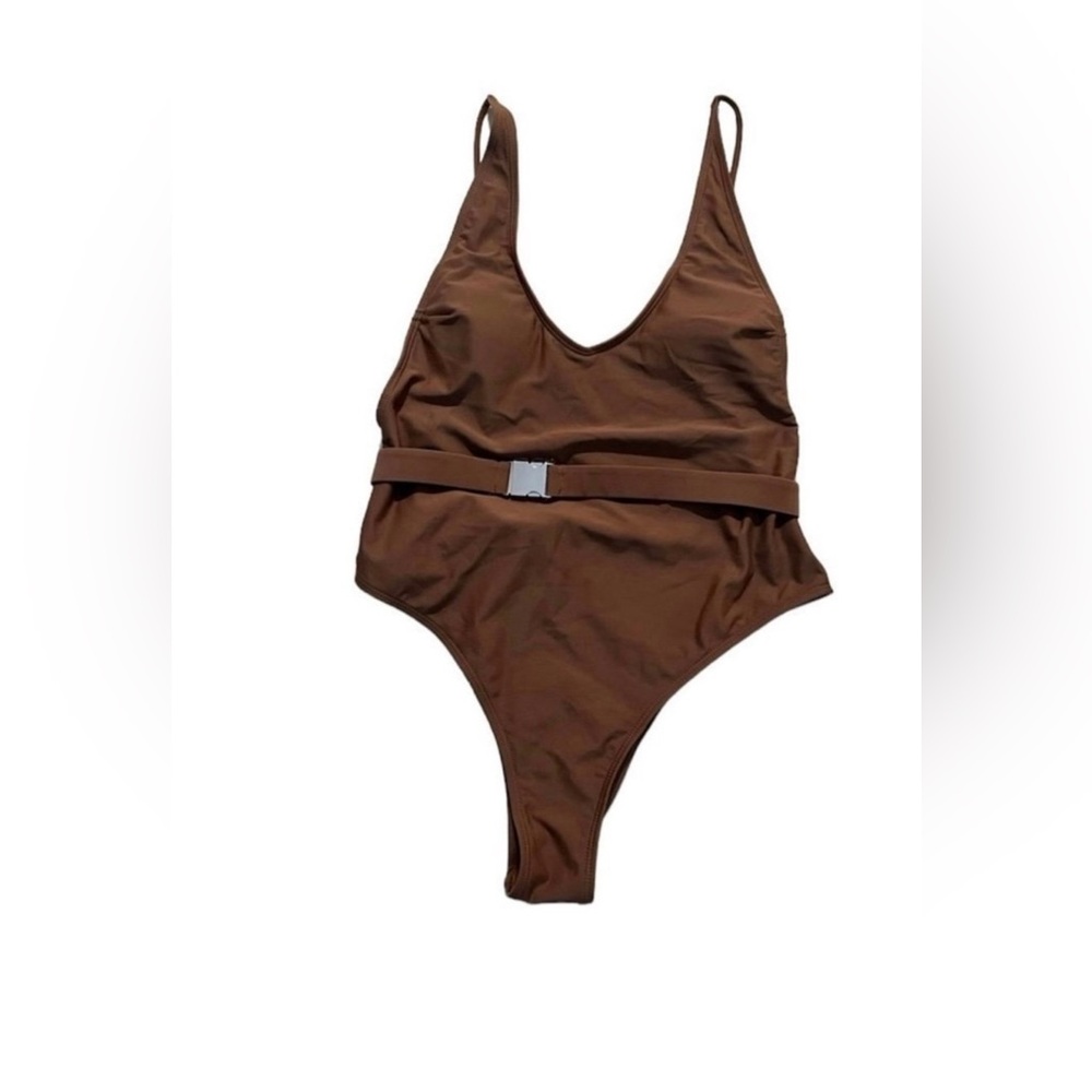 High Leg Belted One Piece Fashion Swimwear